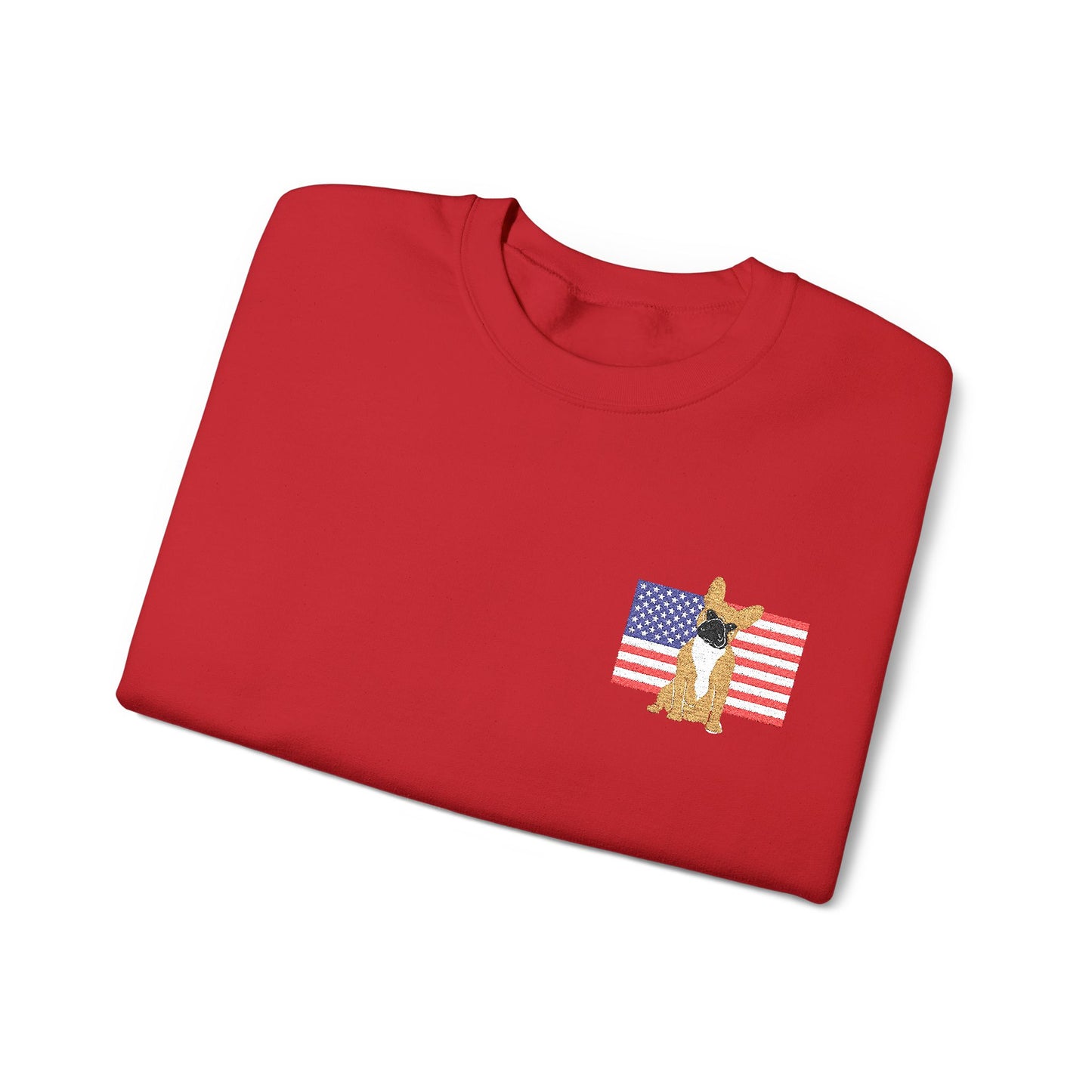 Embroidered Flag Fawn Frenchie Sweatshirt