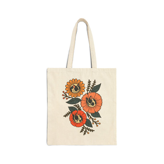 Piebald Frenchie Sleeping Flowers Tote Bag