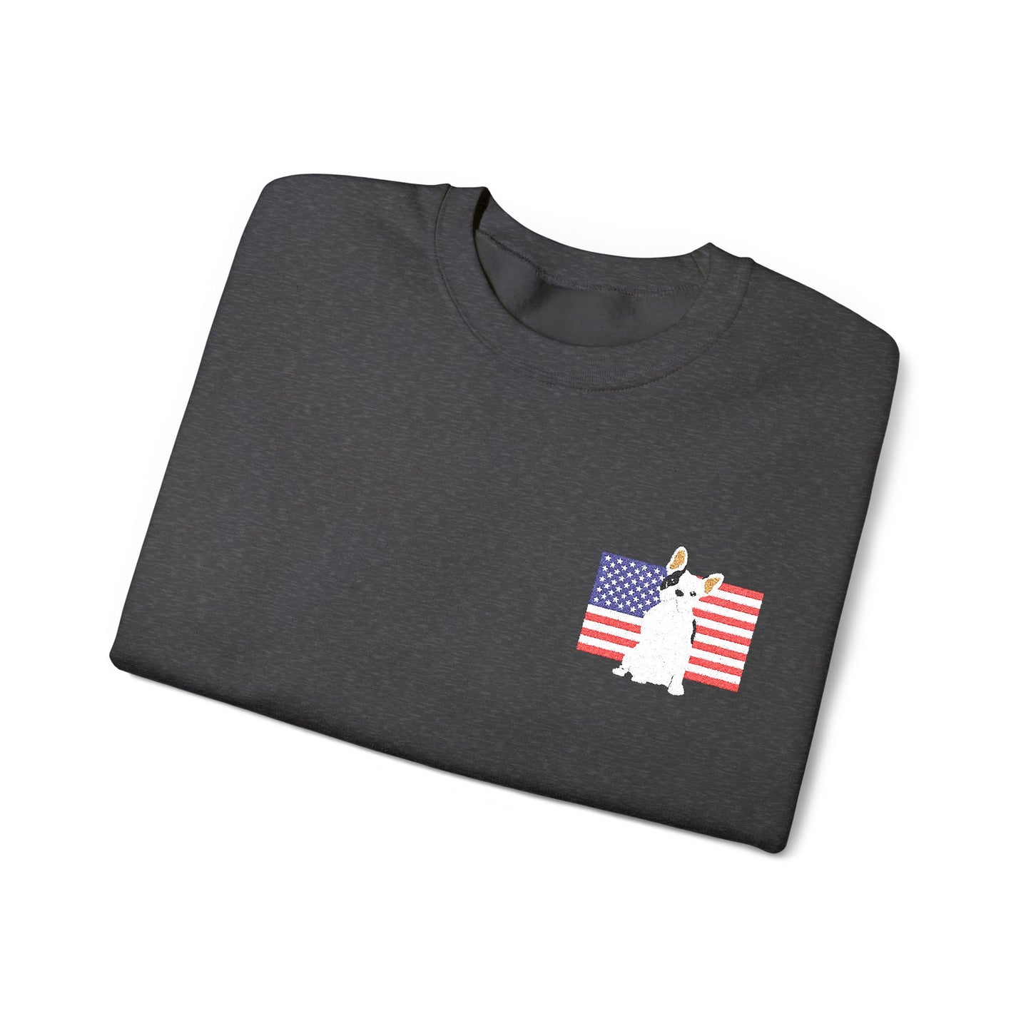 Embroidered Flag Piebald Frenchie Sweatshirt