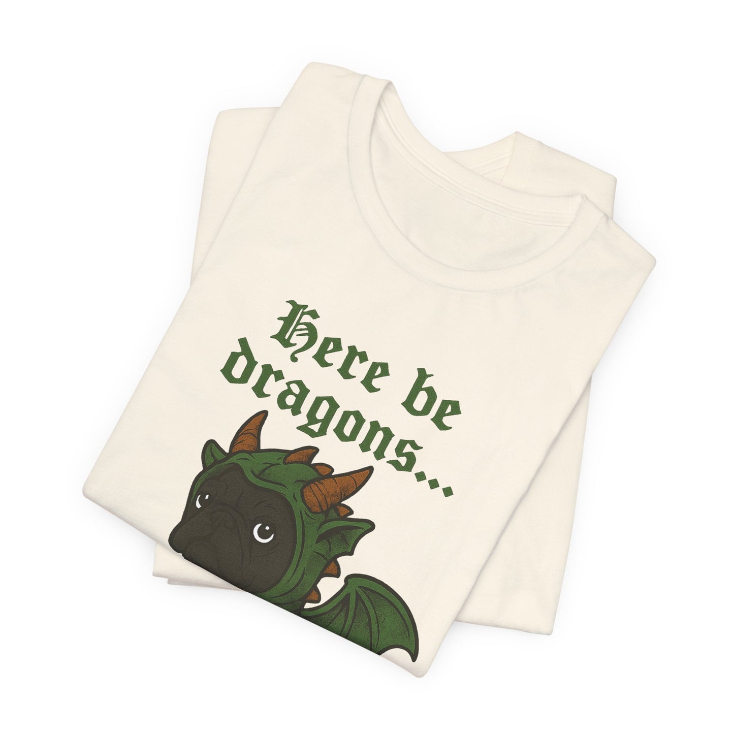 Black French Bulldog Here Be Dragons TShirt