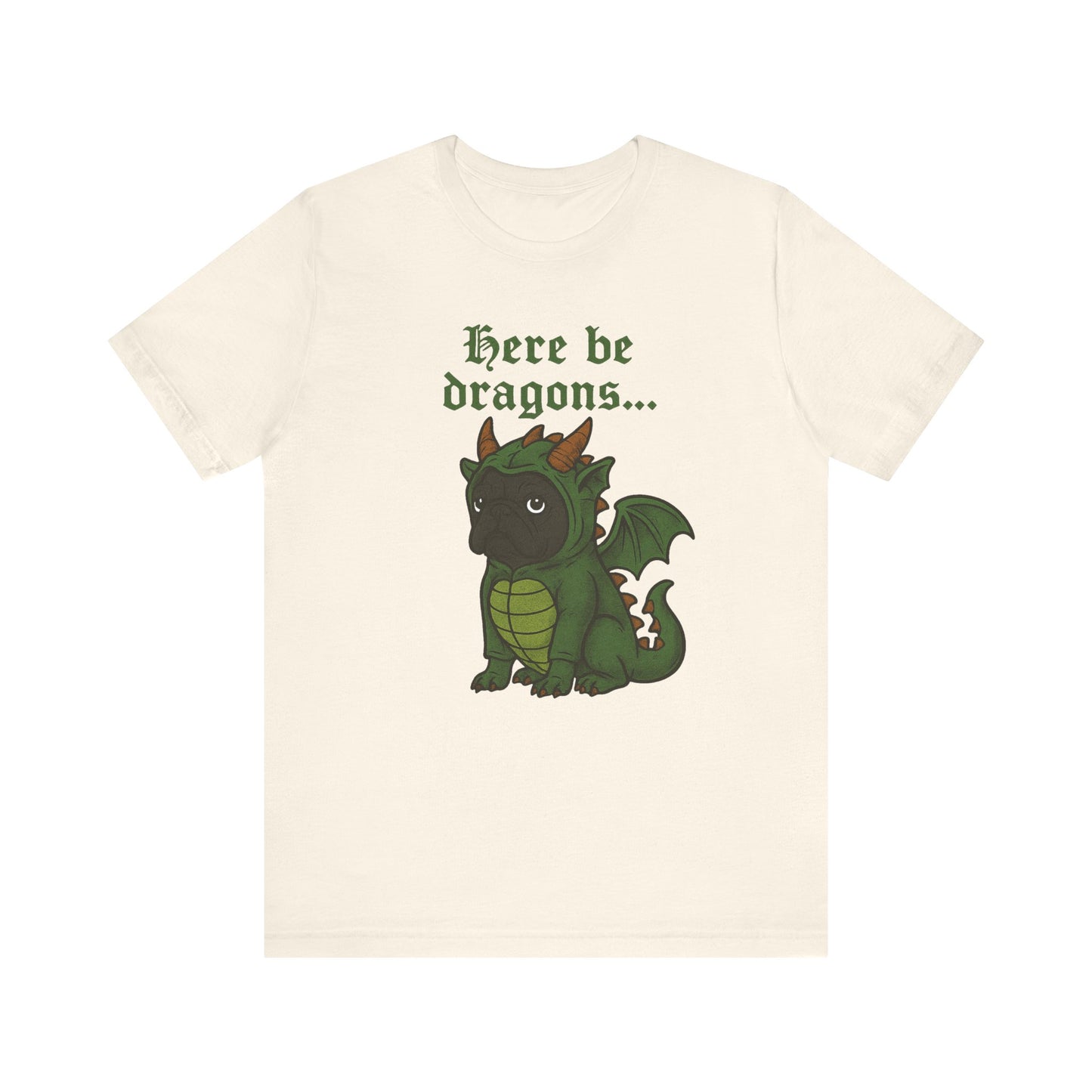 Black French Bulldog Here Be Dragons TShirt