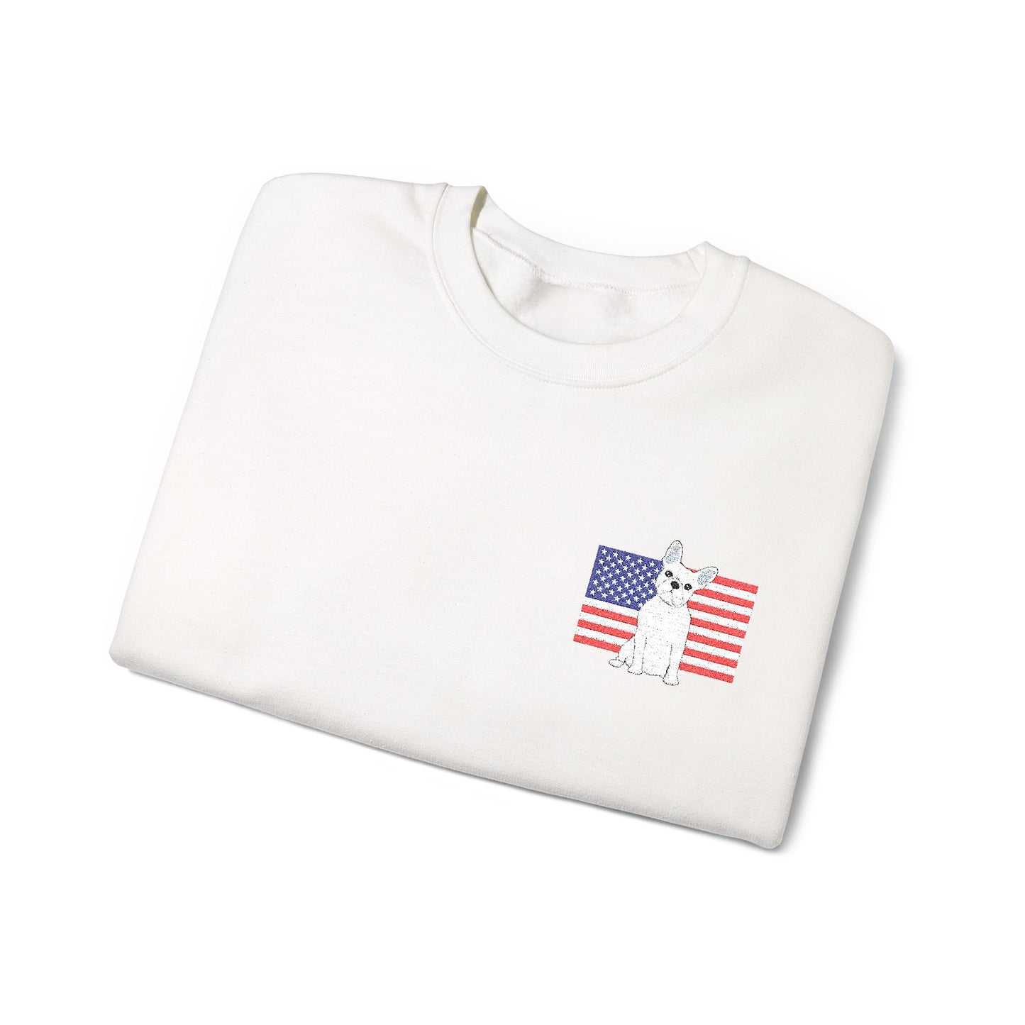 Embroidered Flag White Frenchie Sweatshirt