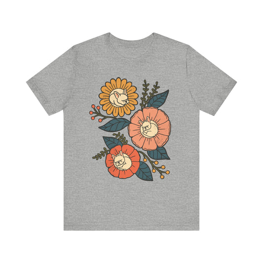 White Frenchie Sleeping Flowers TShirt