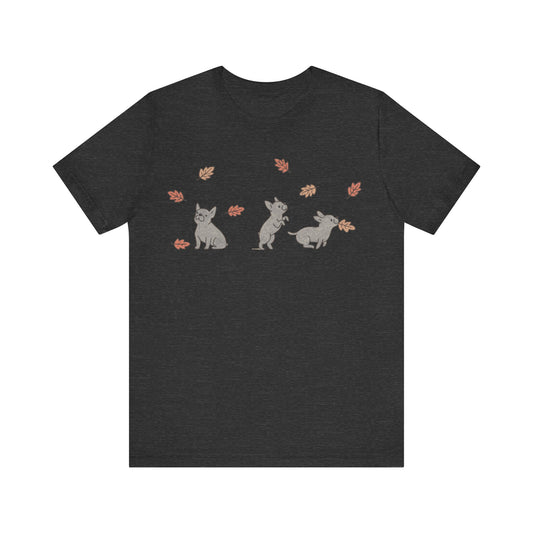 Black Frenchie Chasing Leaves TShirt