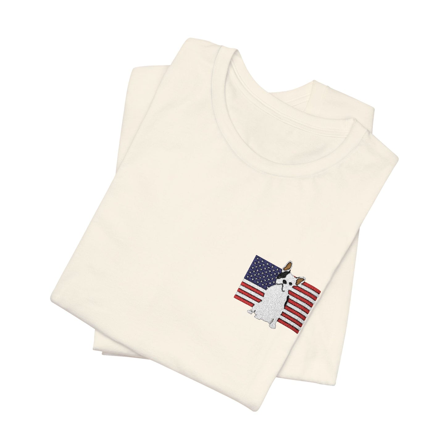 Embroidered Flag Piebald Frenchie TShirt