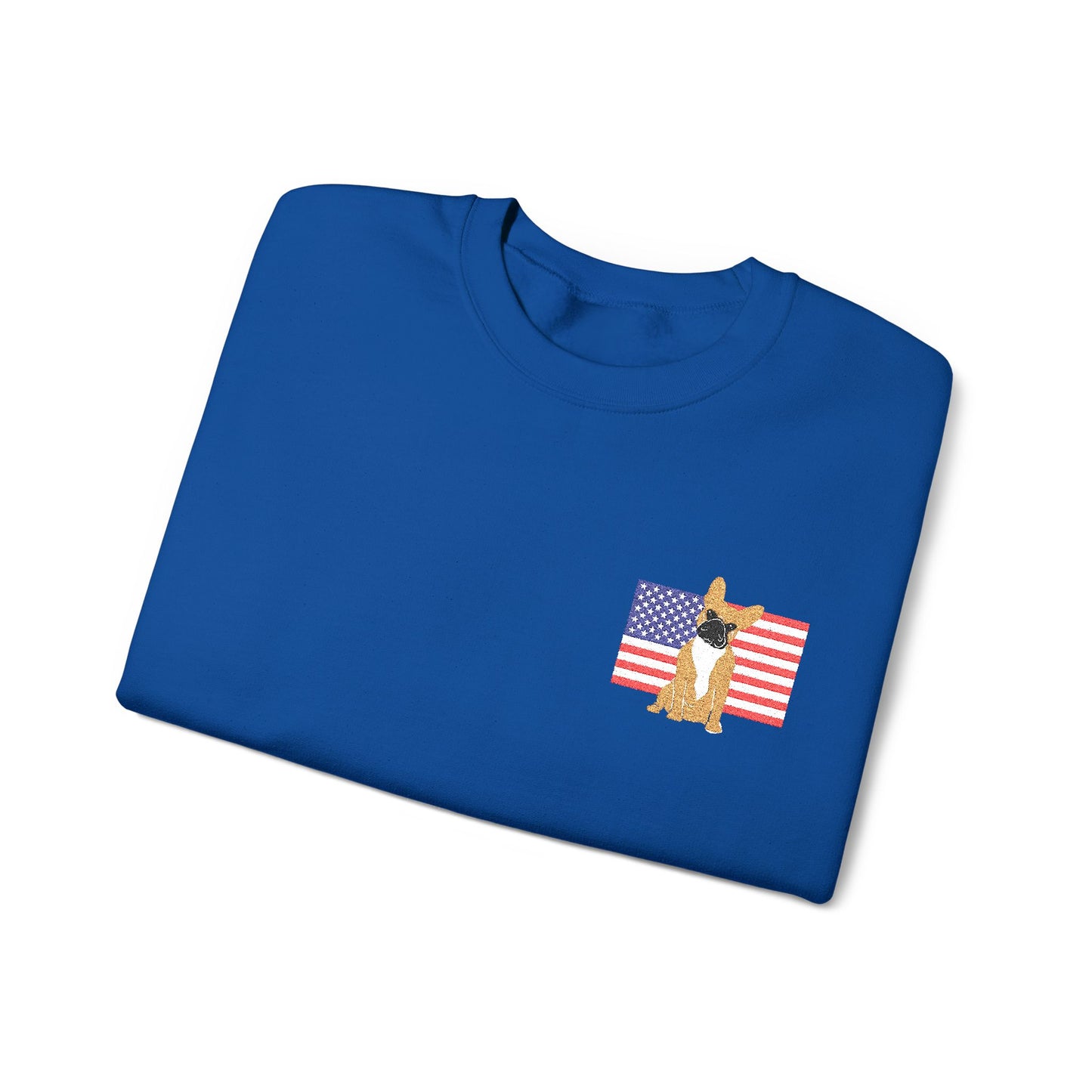 Embroidered Flag Fawn Frenchie Sweatshirt