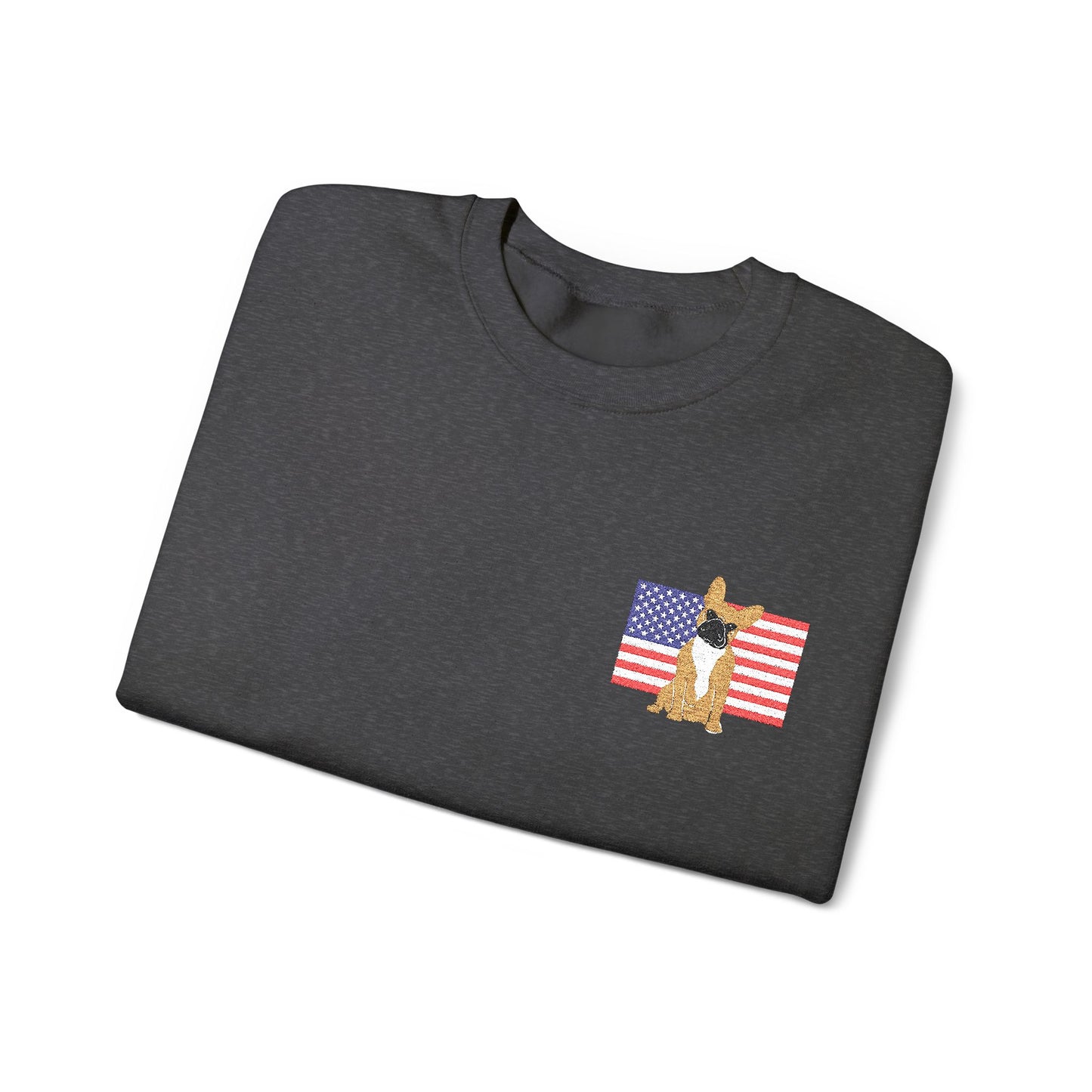 Embroidered Flag Fawn Frenchie Sweatshirt