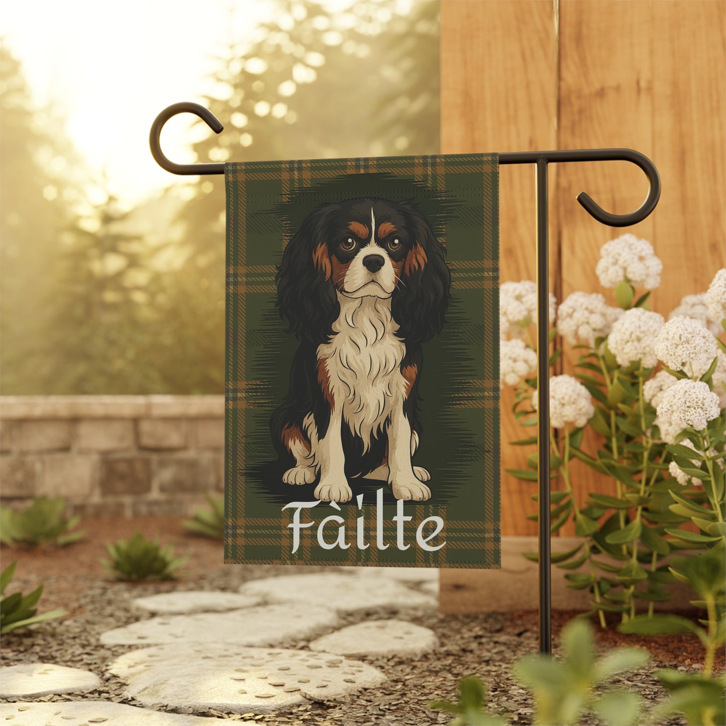 Tricolor Cavalier Scottish Welcome Garden Flag