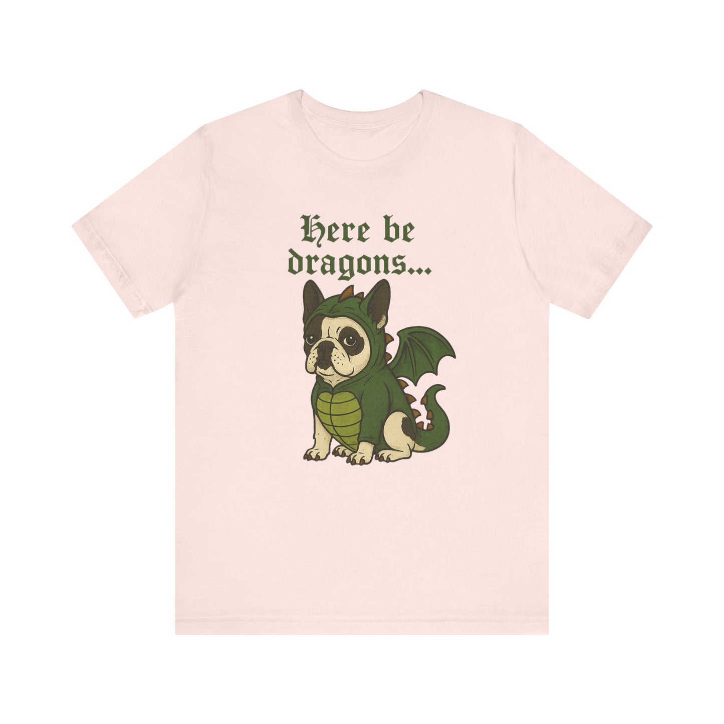 Piebald French Bulldog Here Be Dragons TShirt