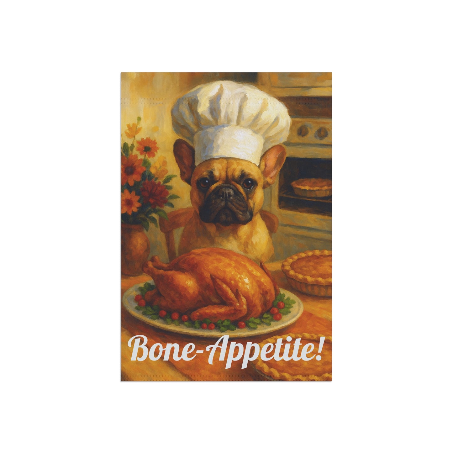 Fawn French Bulldog Bone-Appetite Garden Flag