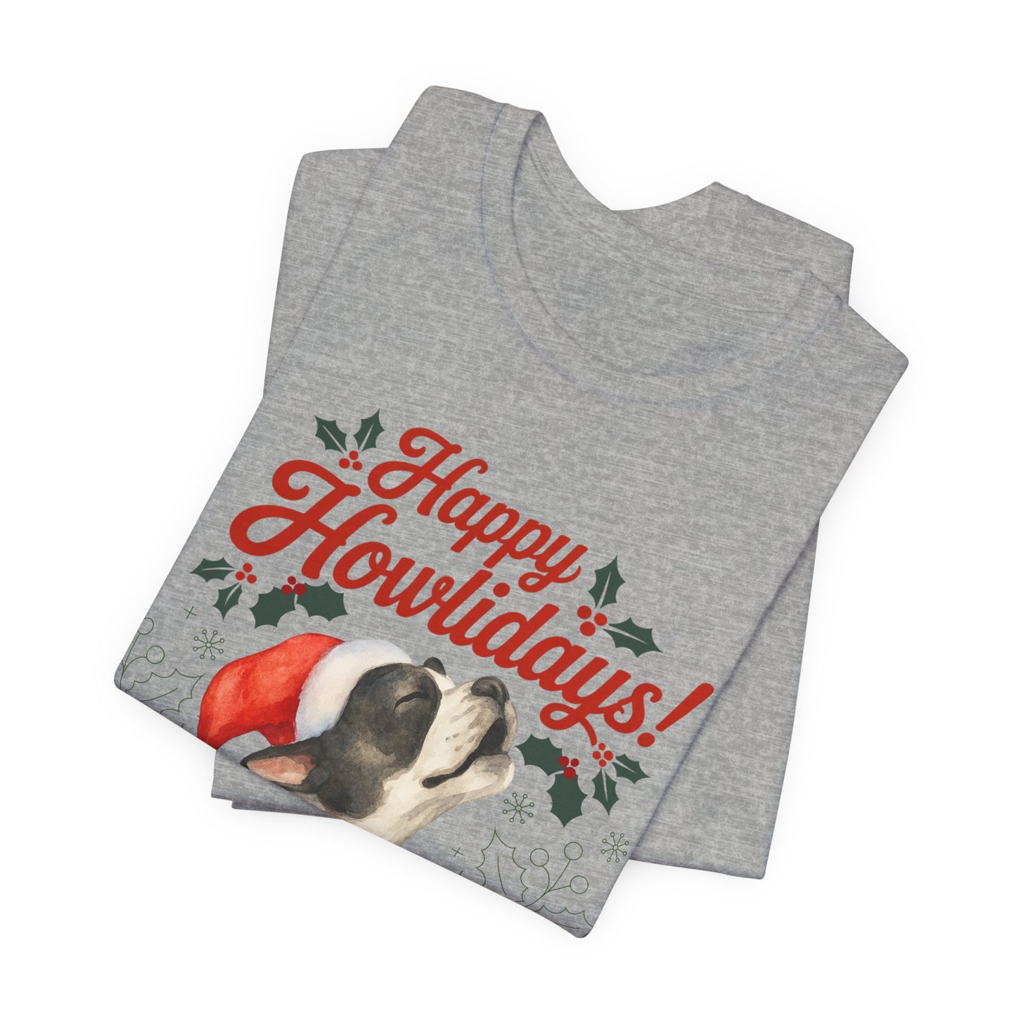 Piebald French Bulldog Happy Howlidays TShirt