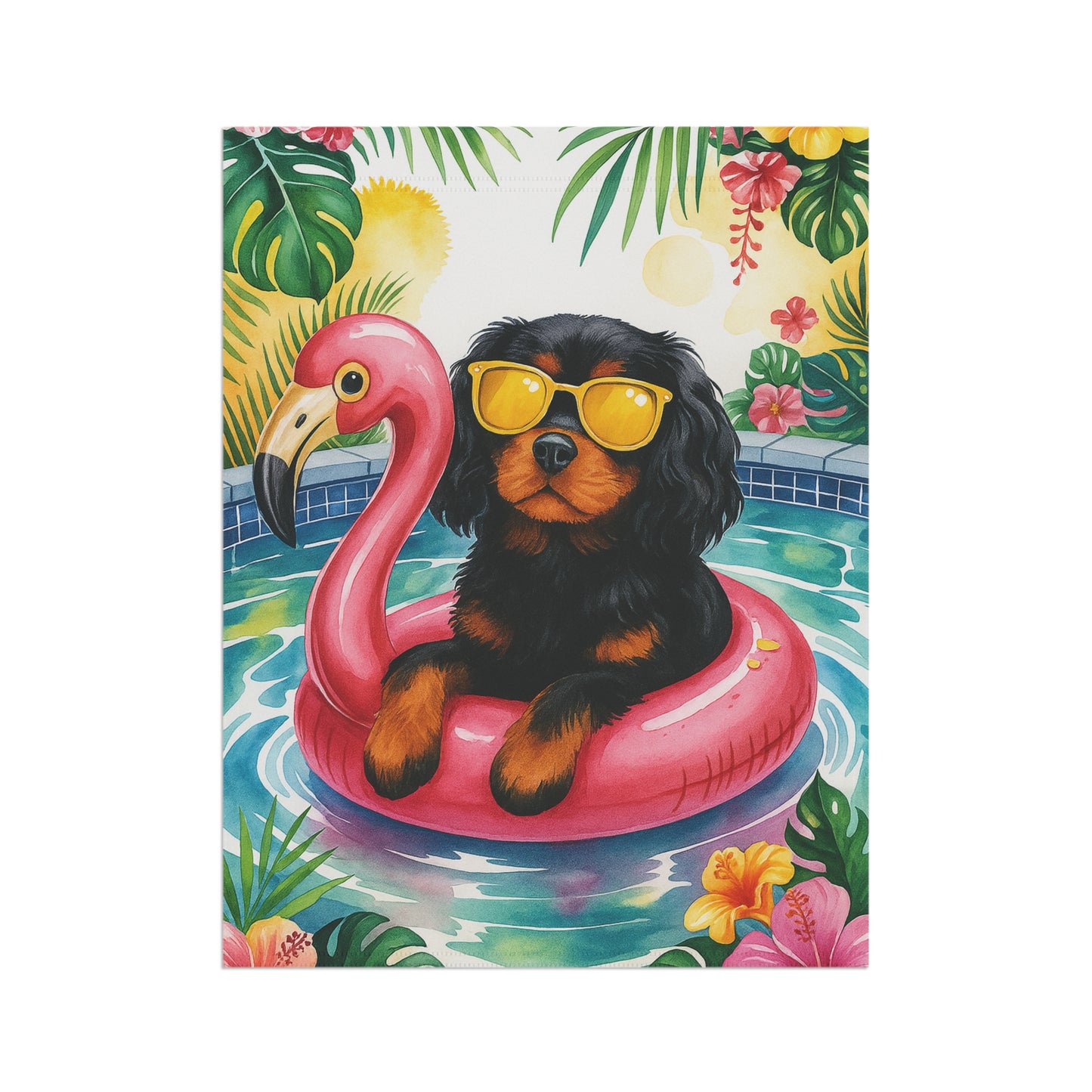 Black Tan Cavalier Pool Garden Flag