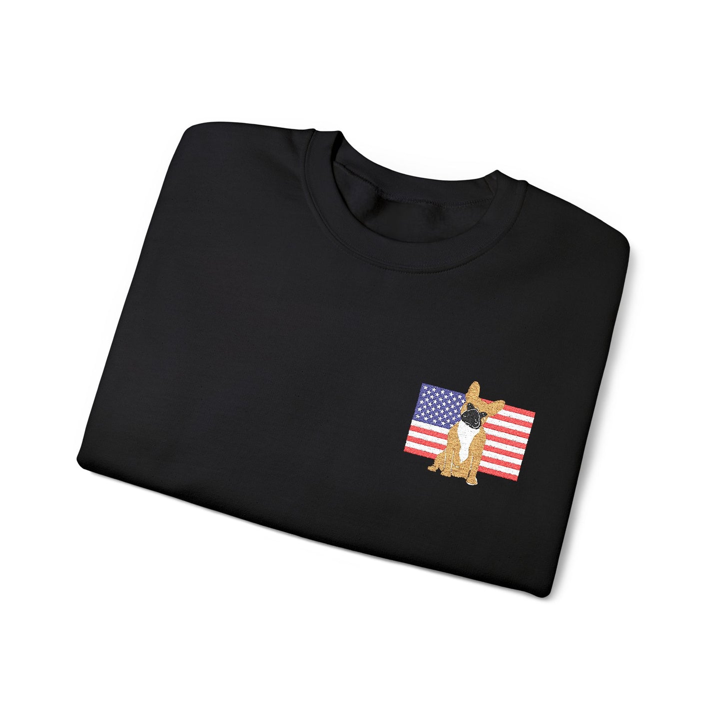 Embroidered Flag Fawn Frenchie Sweatshirt