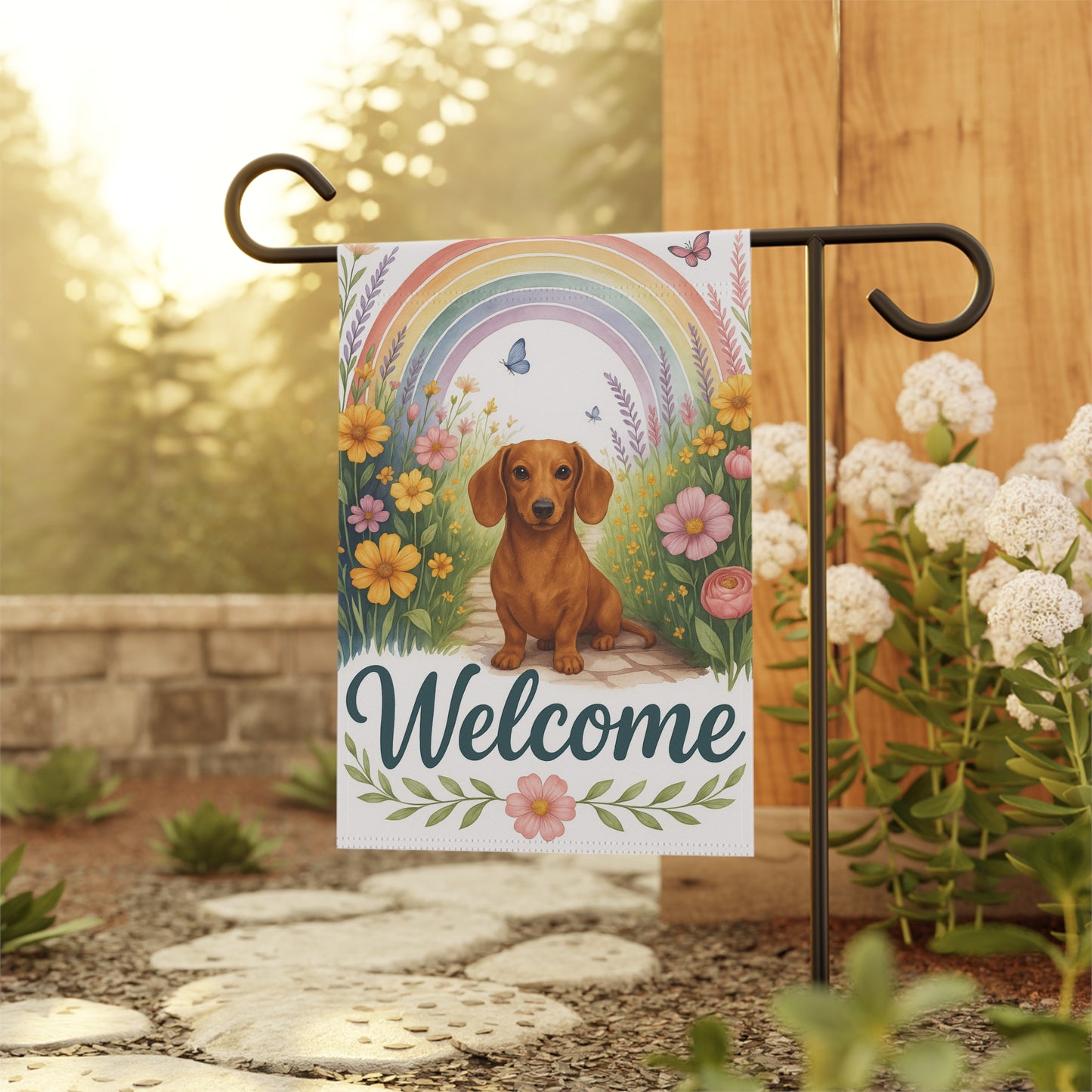 Red Dachshund Welcome Garden Decor