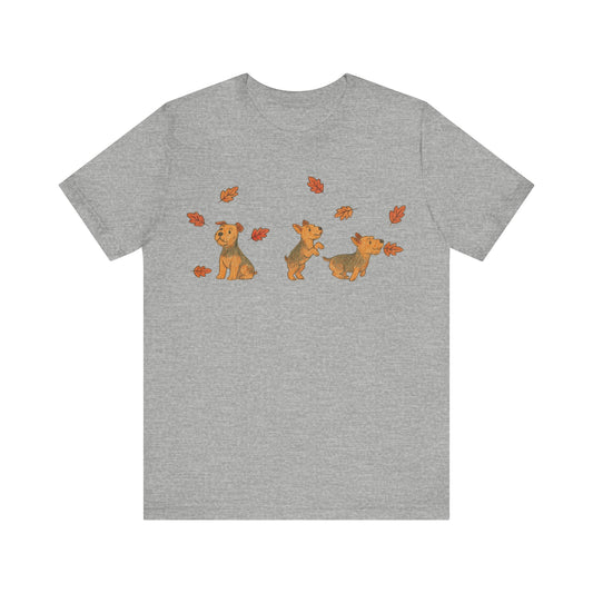 Airedale Terrier Chasing Leaves TShirt