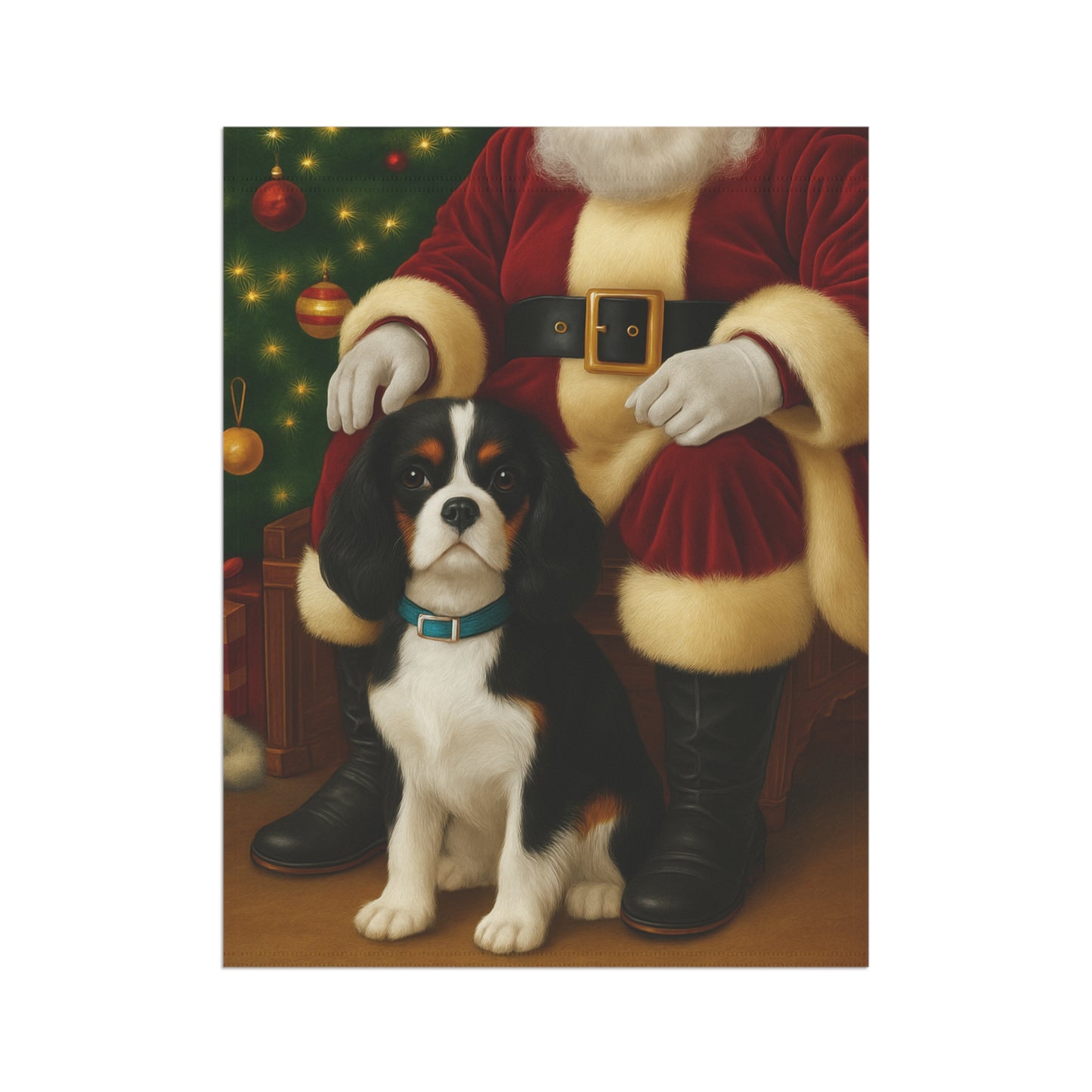Tricolor Cavalier Santa Clause Garden Flag