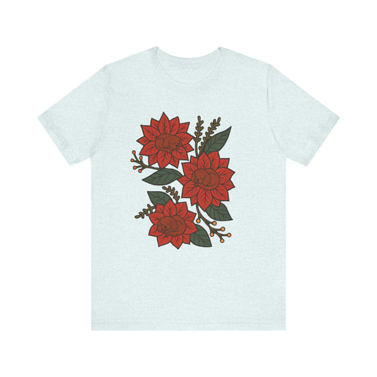 Ruby Cavalier Holiday Flowers Sleeping TShirt