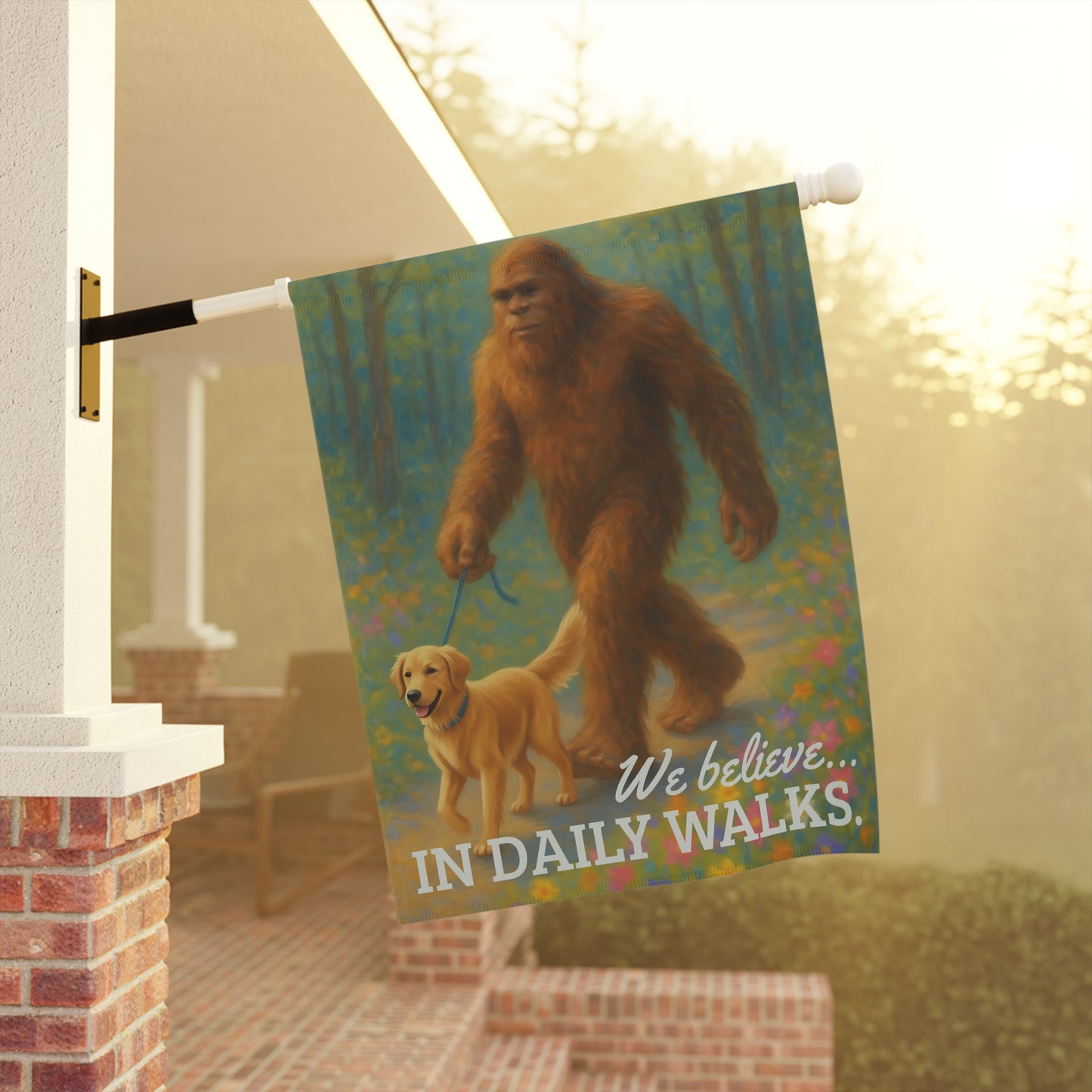 Golden Retriever Bigfoot Garden Flag