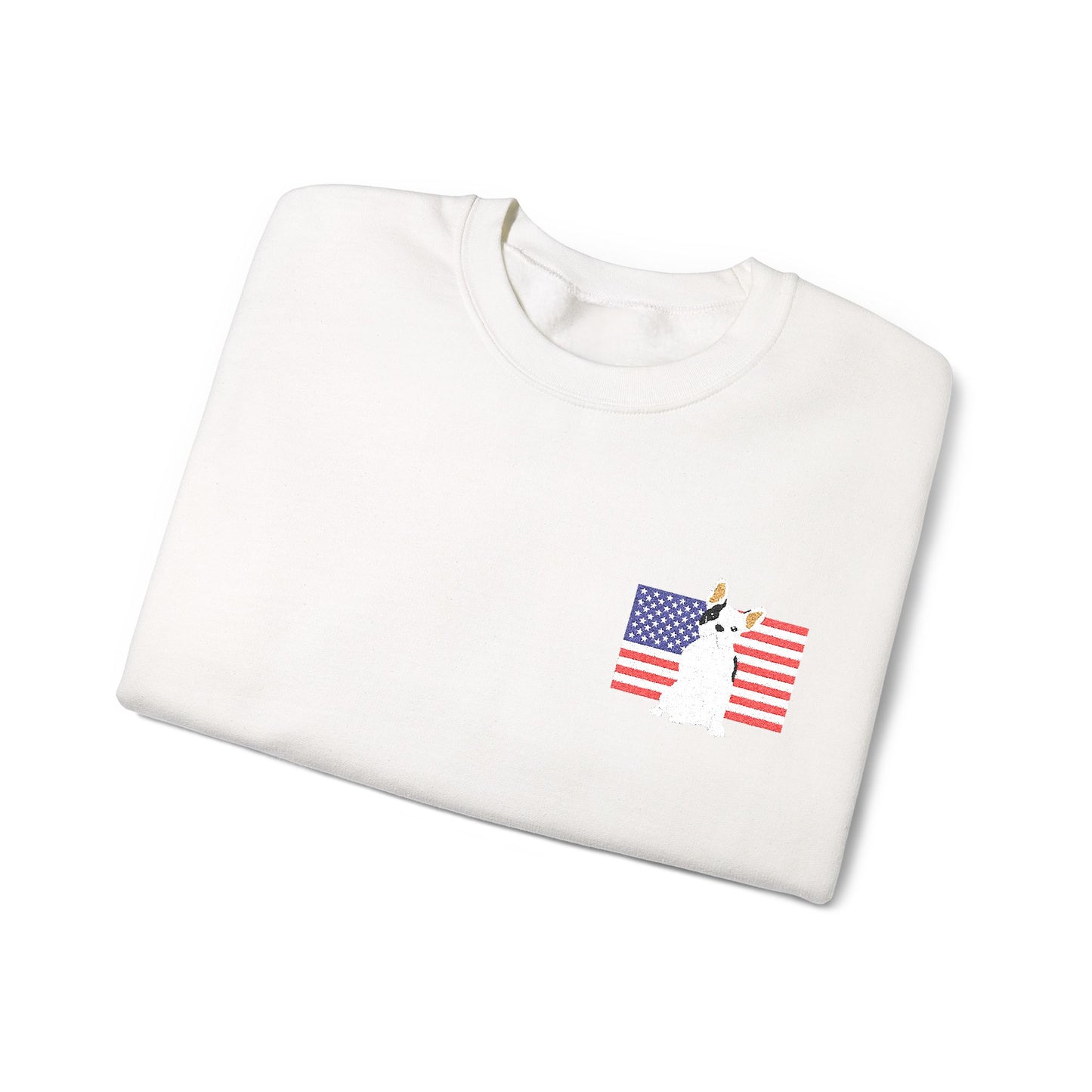 Embroidered Flag Piebald Frenchie Sweatshirt