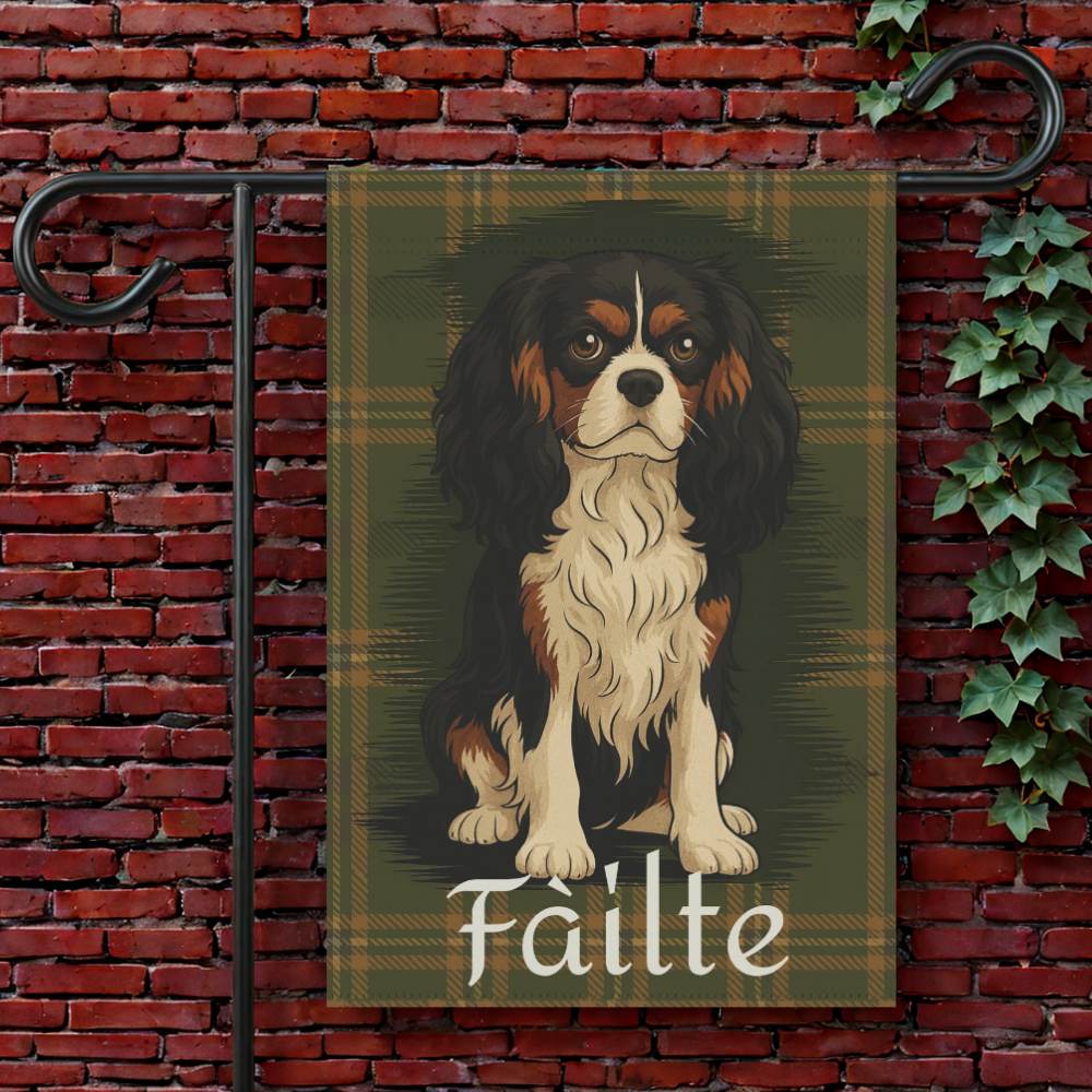 Tricolor Cavalier Scottish Welcome Garden Flag