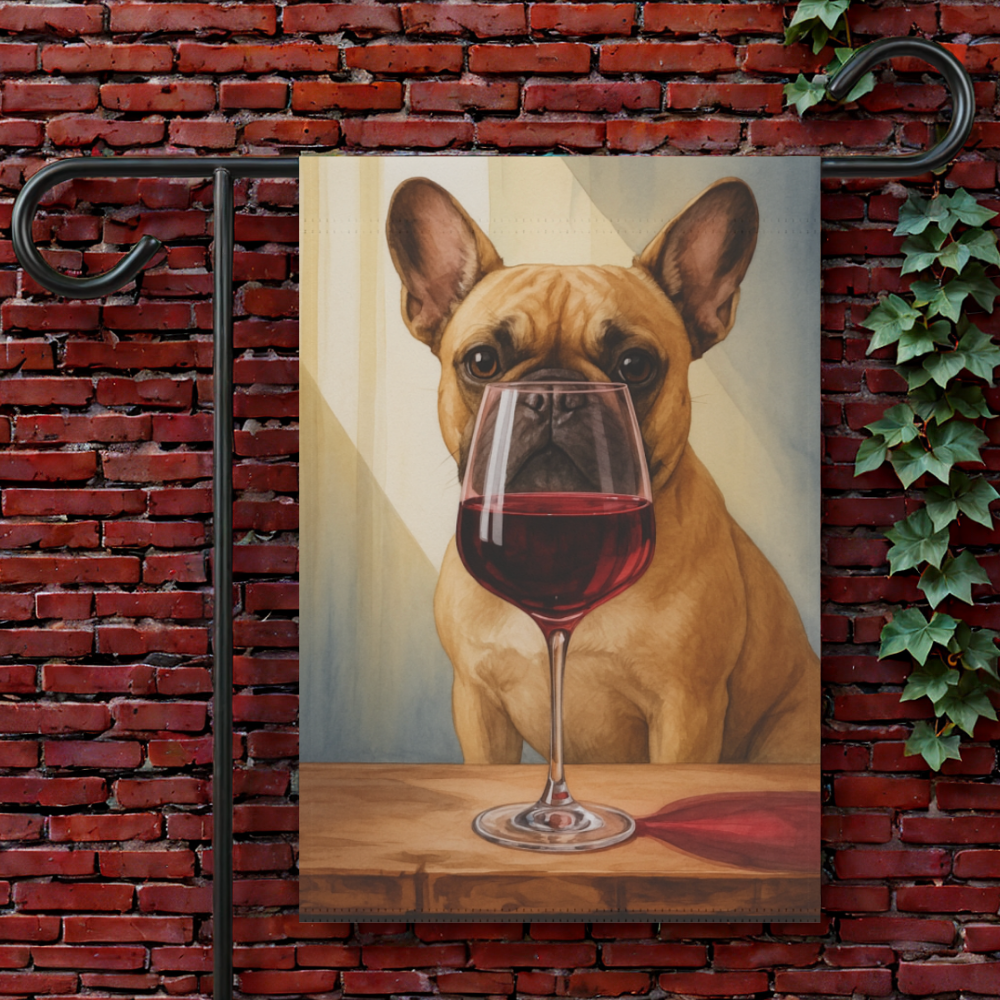 Fawn French Bulldog Wine Garden Flag