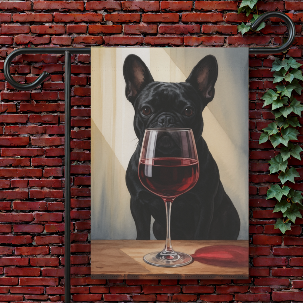 Black French Bulldog Wine Garden Flag