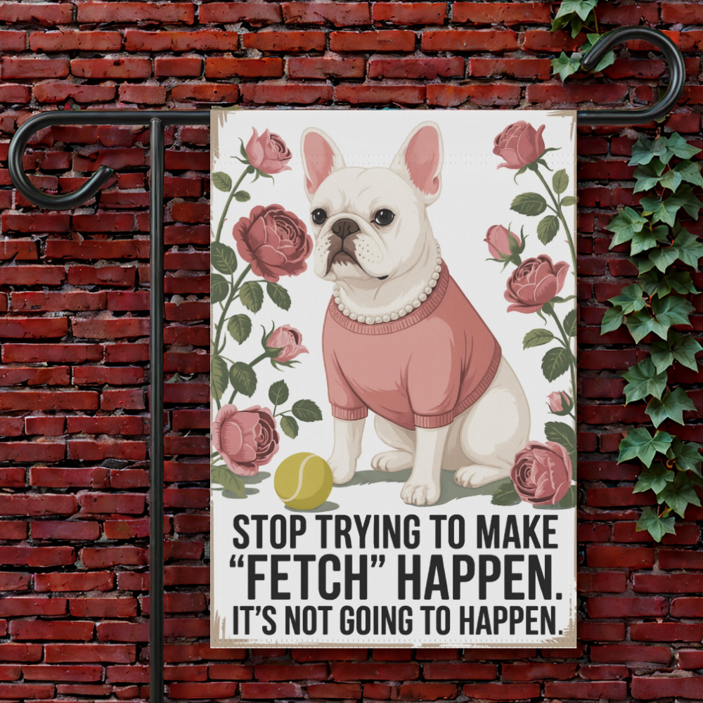 White French Bulldog Fetch Garden Flag