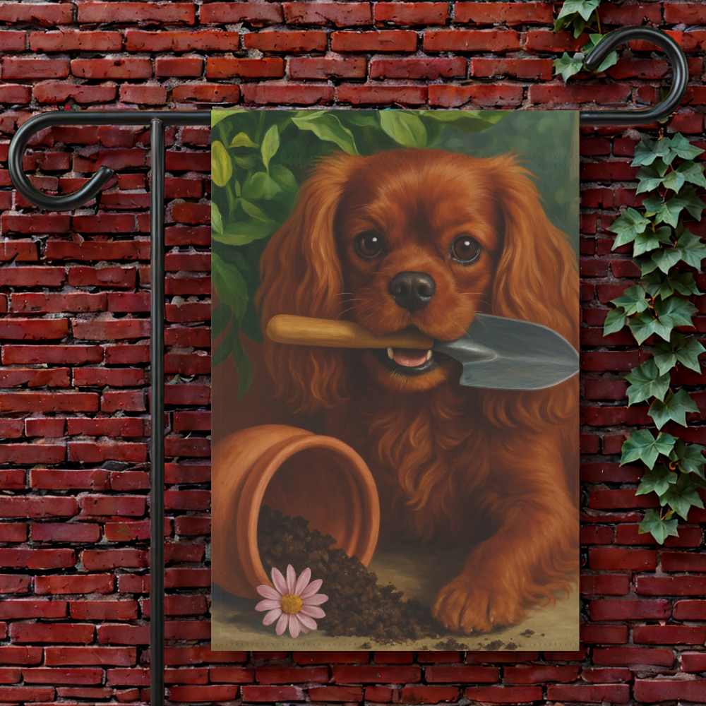 Ruby Cavalier Gardening Yard Flag