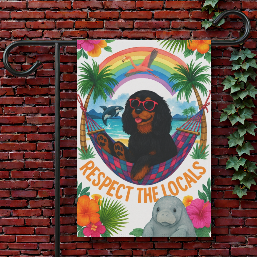 Black Tan Cavalier Respect Garden Flag