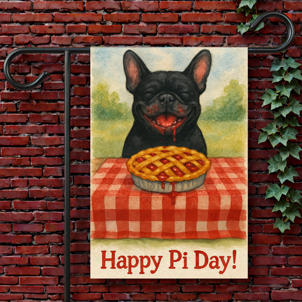 Black French Bulldog Pi Day Garden Flag