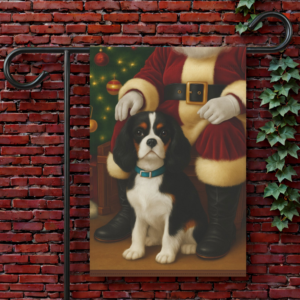 Tricolor Cavalier Santa Clause Garden Flag