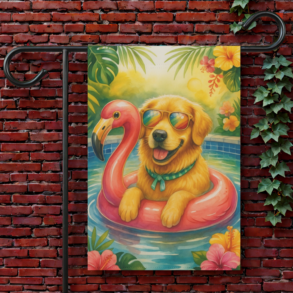Golden Retriever Pool Garden Flag