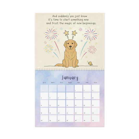 2026 Affirmations Golden Retriever Wall Calendar