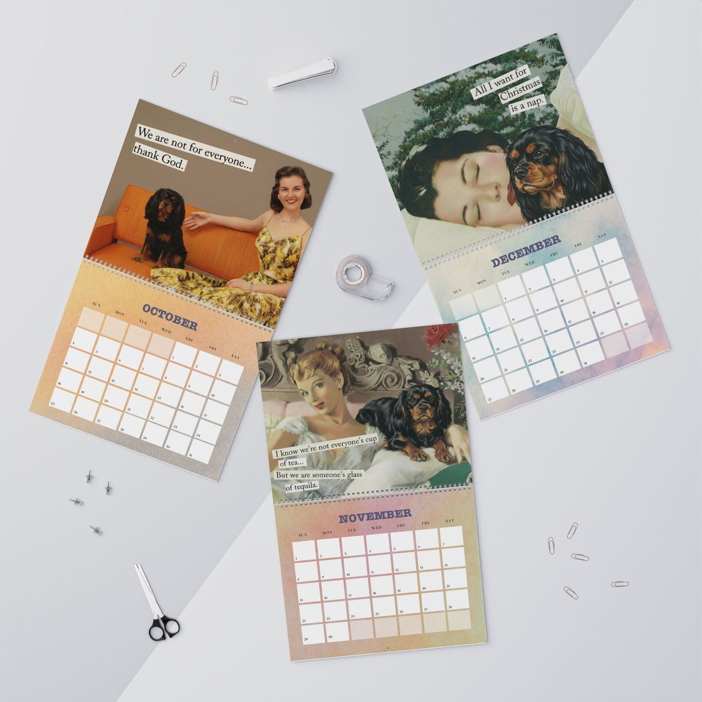2026 Black and Tan Cavalier Snarky Sassy Wall Calendar