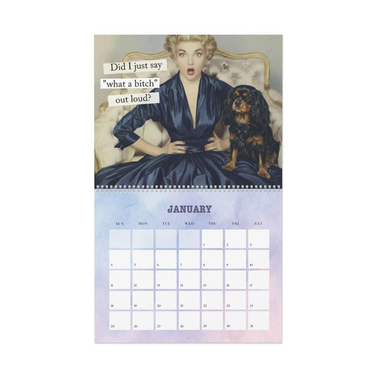 2026 Black and Tan Cavalier Snarky Sassy Wall Calendar