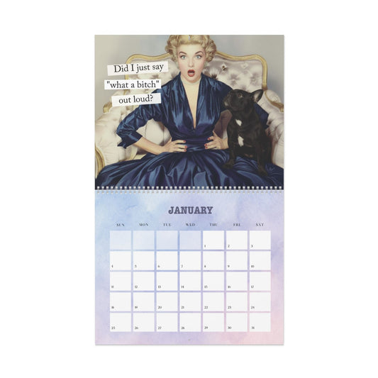 2026 Black Frenchie Snarky Sassy Wall Calendar