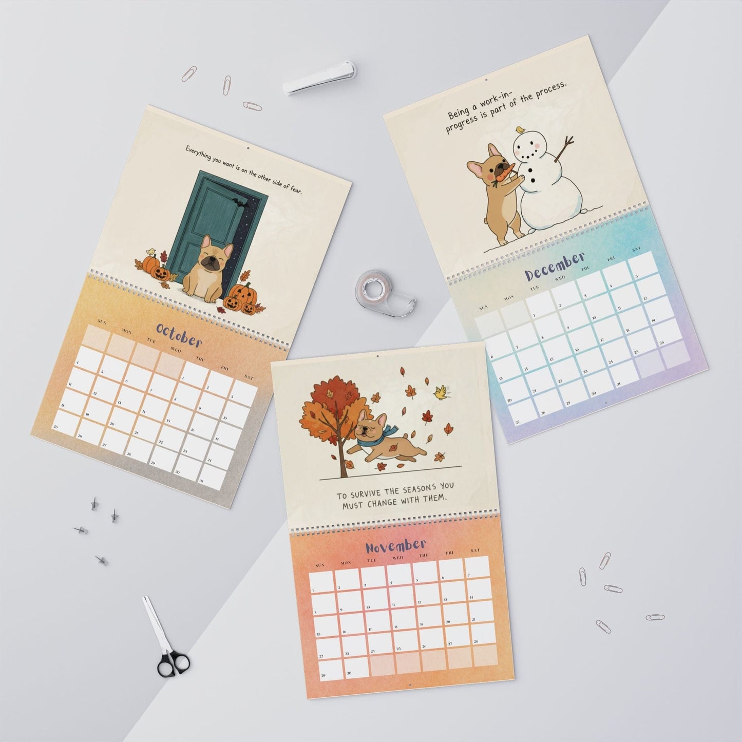 2026 Inspirational Fawn Frenchie Wall Calendar
