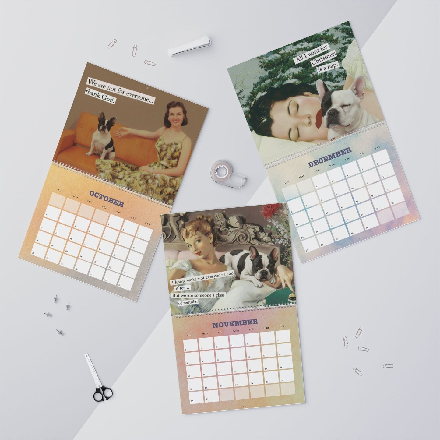 2026 Piebald Frenchie Snarky Sassy Wall Calendar