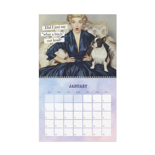 2026 Piebald Frenchie Snarky Sassy Wall Calendar