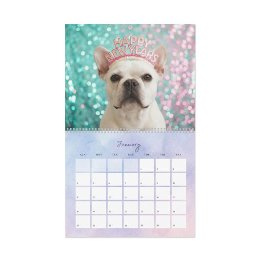 2026 White Frenchie Wall Calendar