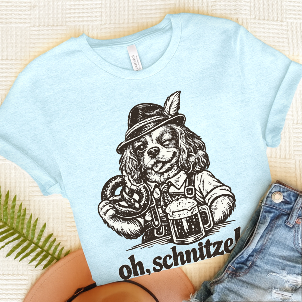 Cavalier King Germany Schnitzel Unisex TShirt Heather Ice Blue