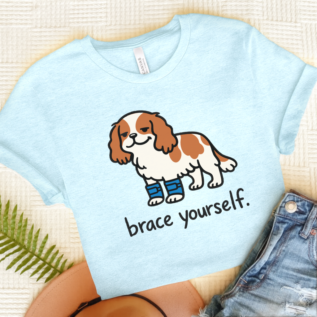 Personalized Cavalier Brace Unisex Tshirt Heather Ice Blue