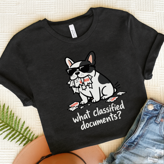 French Bulldog Classified Government Unisex Tshirt Dark Grey Heather