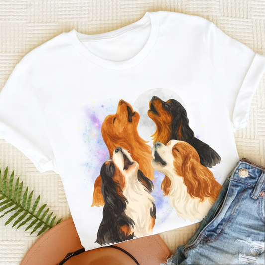 Cavalier King Charles Howling Unisex TShirt White