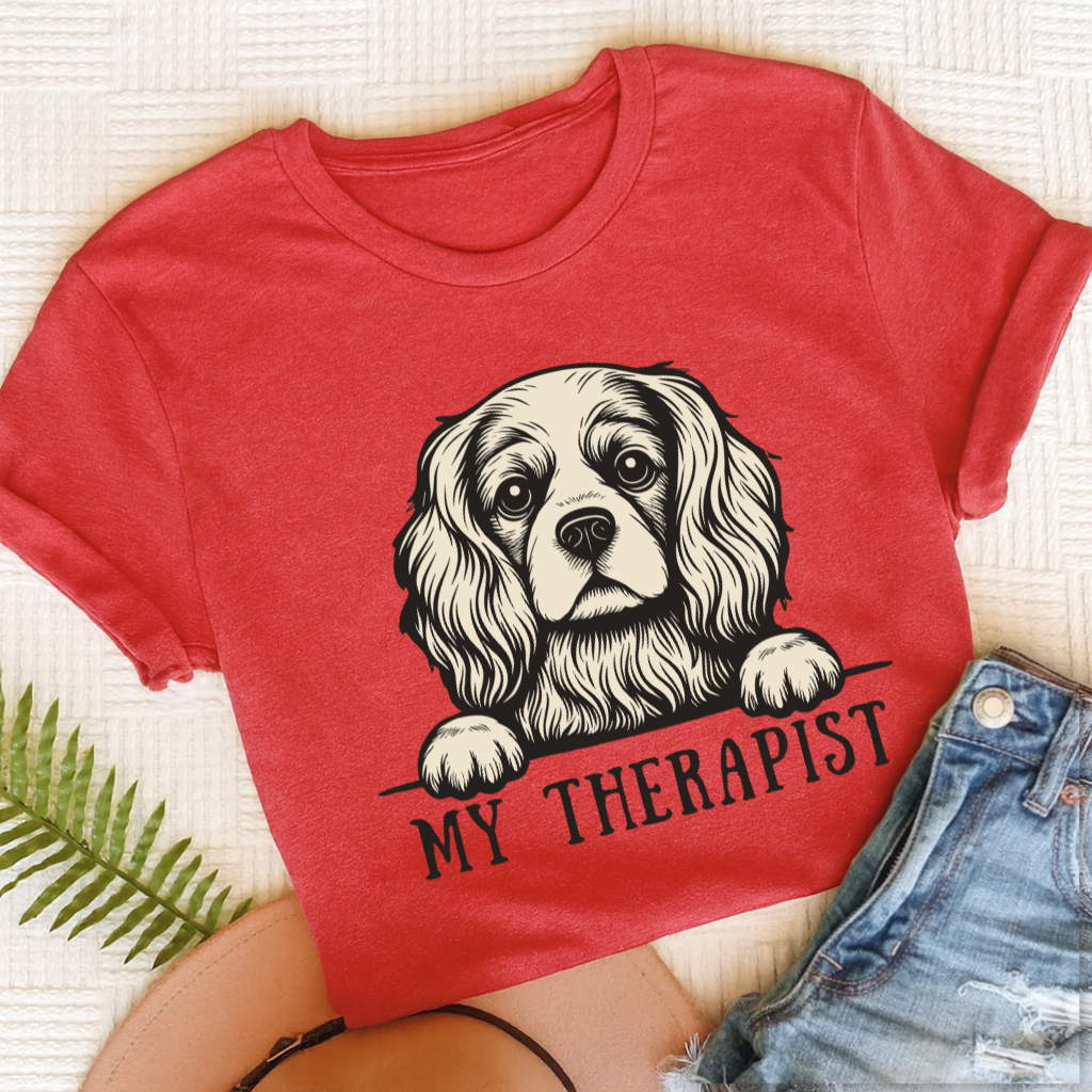 Cavalier King Charles Therapist Unisex TShirt Heather Red