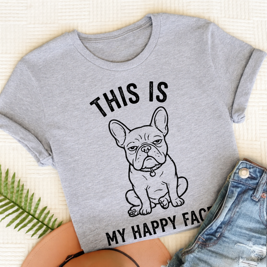 French Bulldog Happy Face Unisex TShirt Sport Grey