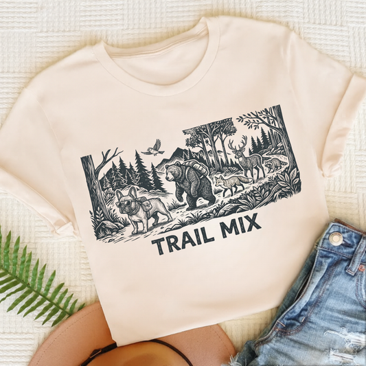 French Bulldog Trail Mix Unisex TShirt Natural