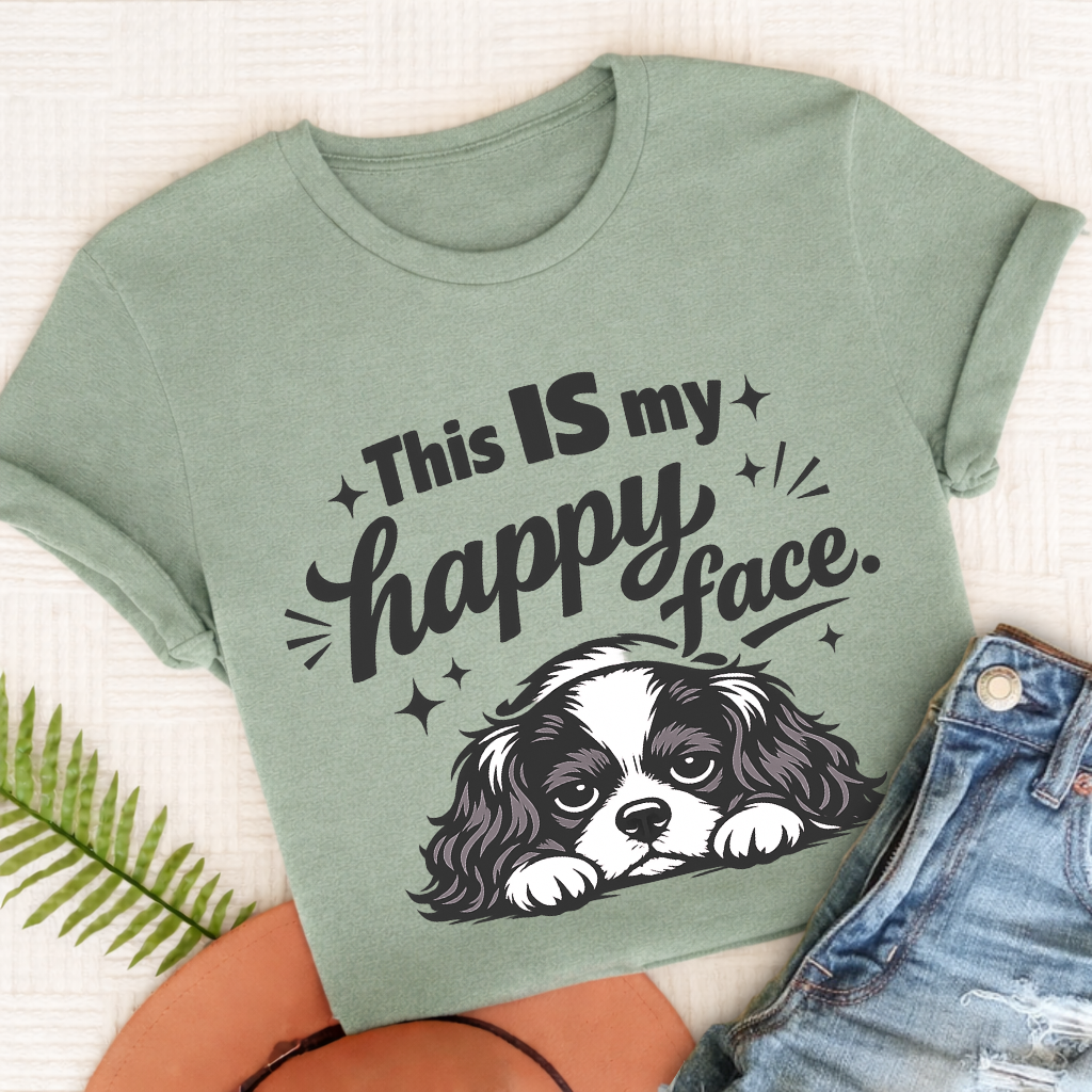 Cavalier Happy Face Unisex TShirt Comfort Colors Bay
