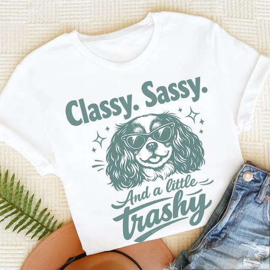 Cavalier Sassy Trashy Unisex TShirt White