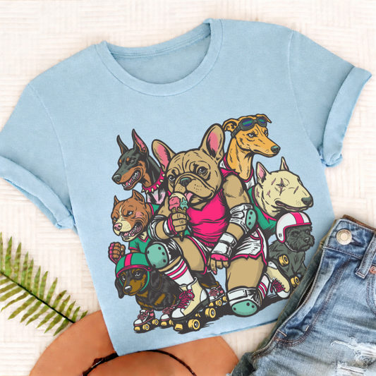 Personalized Frenchie Derby Dogs Unisex TShirt Comfort Colors Chambray